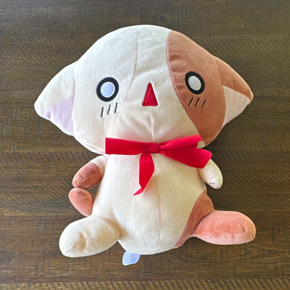 SEGA KirarinPlush Stuffed Animal White Pink Red Ribbon/Bow Animation Cat Plush